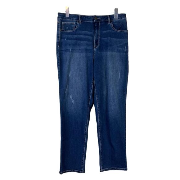 Time and Tru Plus Jeans Straight Leg Distressed High Rise Medium Wash Size 16 - Picture 1 of 6